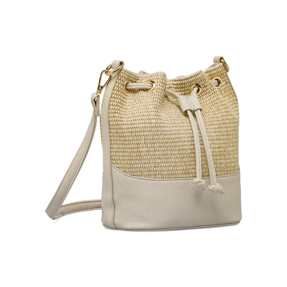 Borsa secchiello da Donna beige effetto paglia Lora Ferres