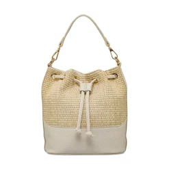 Borsa secchiello da Donna beige effetto paglia Lora Ferres