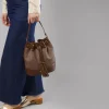 Borsa secchiello marrone da Donna effetto intrecciato Lora Ferres