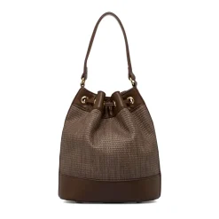 Borsa secchiello marrone da Donna effetto intrecciato Lora Ferres