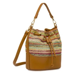 Borsa secchiello multicolore Donna effetto paglia Lora Ferres
