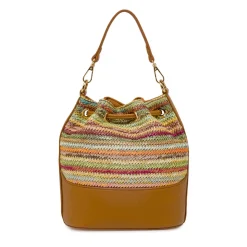 Borsa secchiello multicolore Donna effetto paglia Lora Ferres