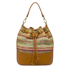 Borsa secchiello multicolore Donna effetto paglia Lora Ferres