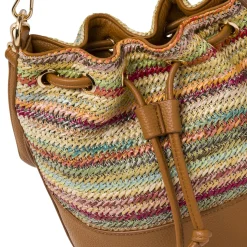 Borsa secchiello multicolore Donna effetto paglia Lora Ferres