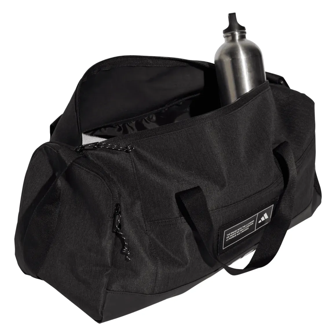 Borsa sportiva nera con etichetta logo frontale adidas