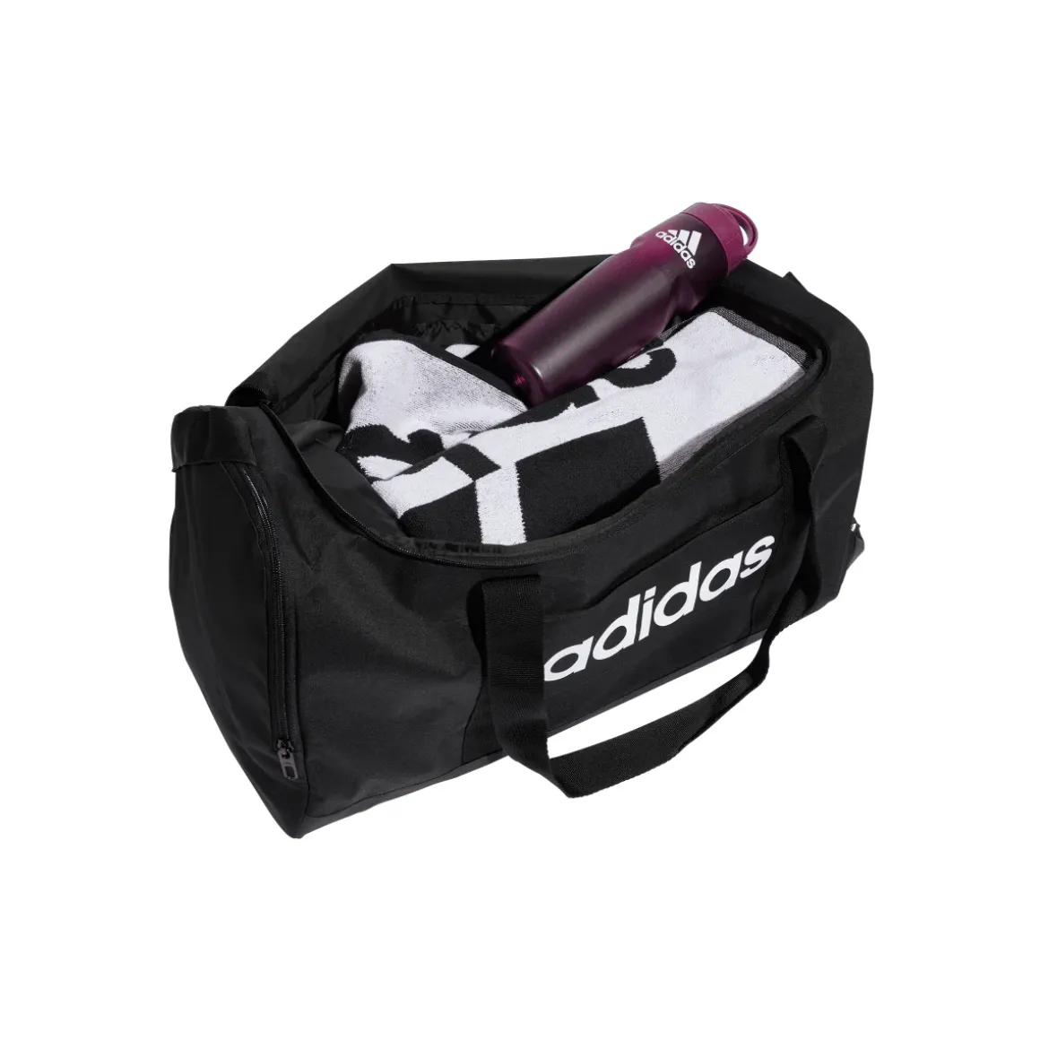 Borsa sportiva nera con logo frontale adidas