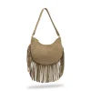 Borsa taupe effetto scamosciato Donna con frange Lora Ferres