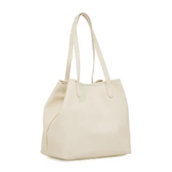 Borsa Tote bag bianca da Donna con bottone magnetico Lora Ferres