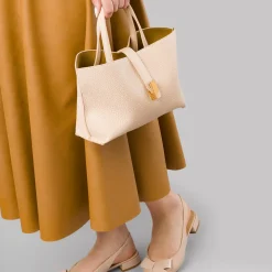 Borsa Tote Bag donna rosa Lora Ferres con tracolla e dettaglio dorato