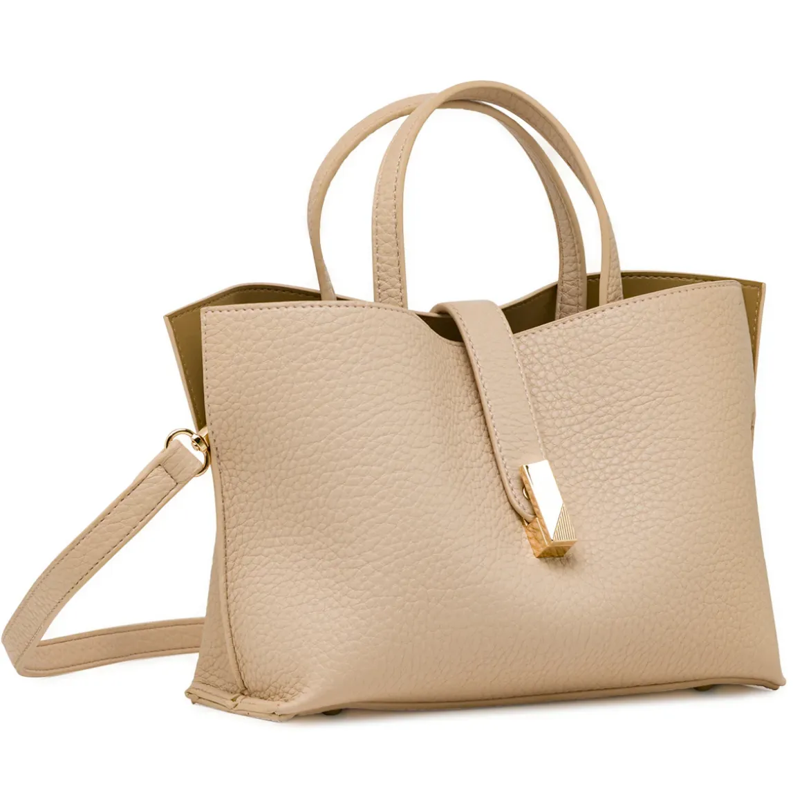 Borsa Tote Bag donna rosa Lora Ferres con tracolla e dettaglio dorato