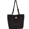Borsa tote bag mare nera da Donna effetto paglia Camomilla Milano