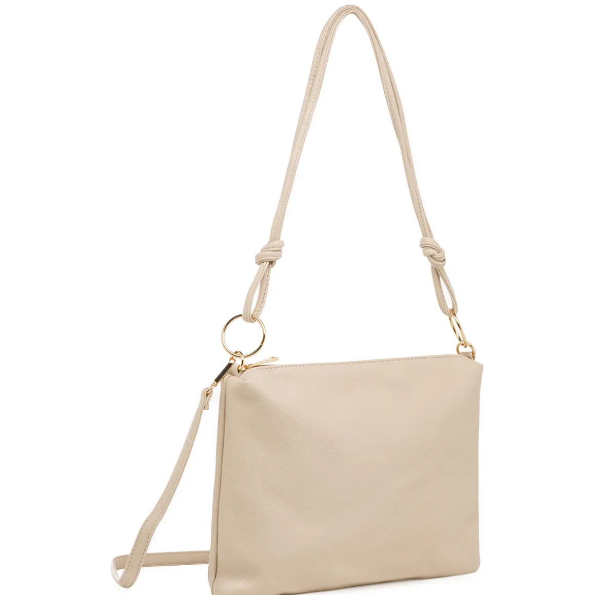 Borsa tracolla da Donna beige con anelli dorati Lora Ferres