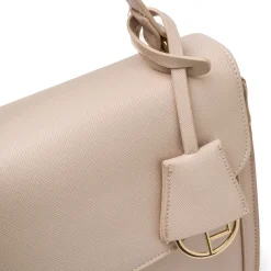 Borse da donna Lora Ferres rosa a mano con logo charm e tracolla