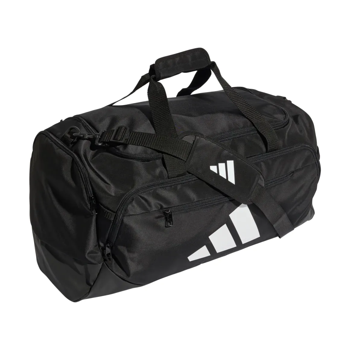 Borsone nero adidas con grande logo bianco per palestra o viaggi