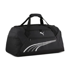 Borsone sportivo nero con tasche e tracolla con logo Puma Phase