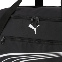 Borsone sportivo nero con tasche e tracolla con logo Puma Phase