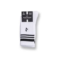 Calzini bianchi da Uomo sportivi con righe set da 3 Navigare