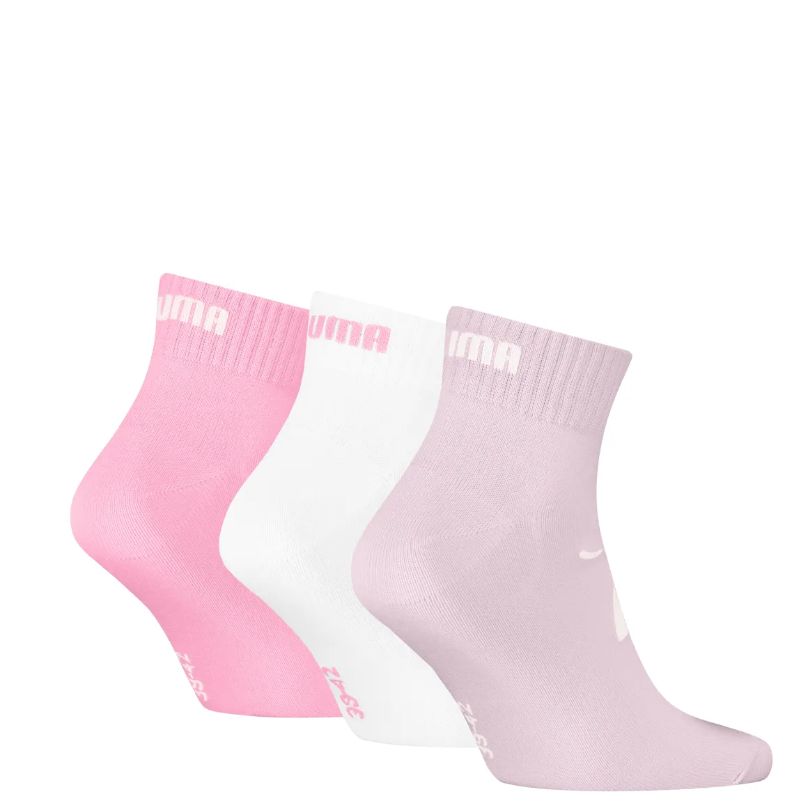 Calzini corti da Donna 3 paia rosa, bianco e lilla Puma