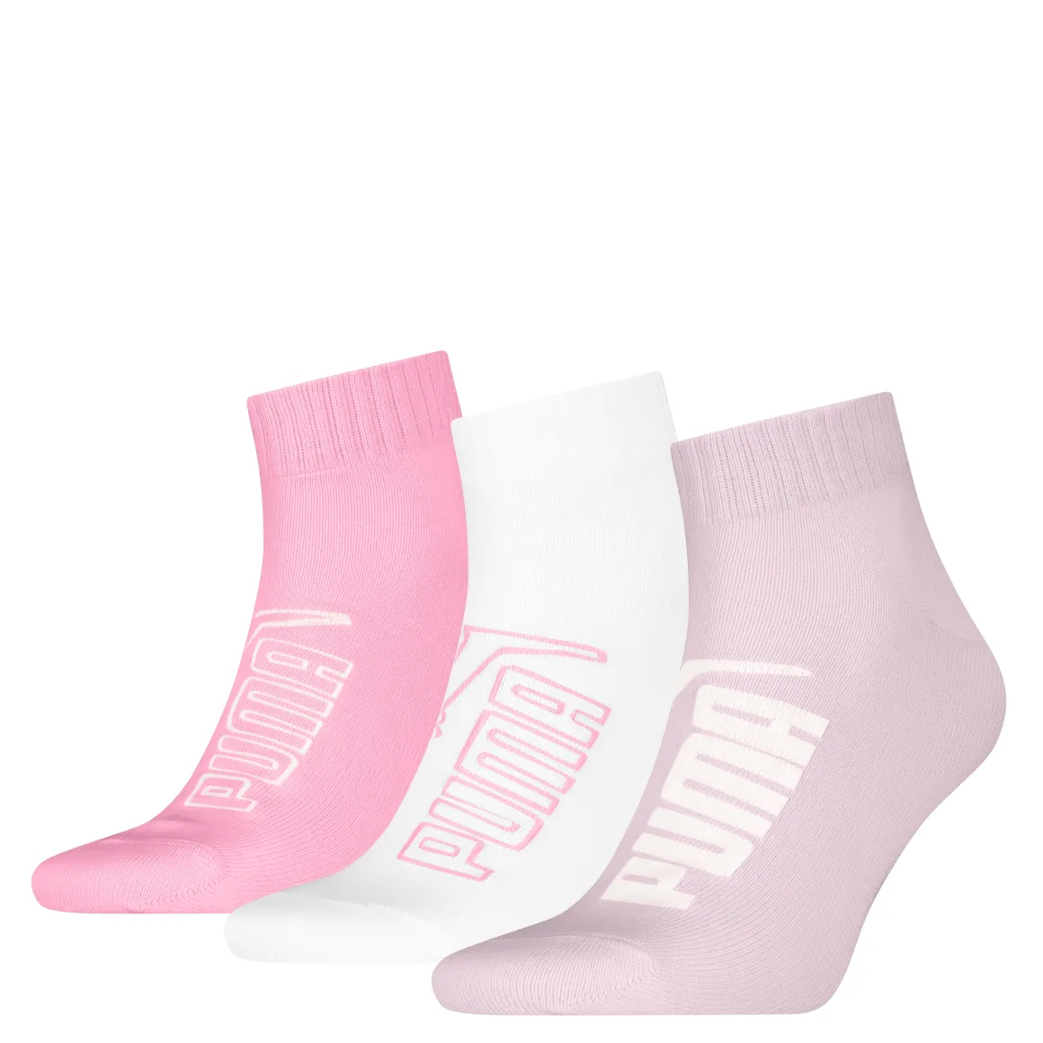 Calzini corti da Donna 3 paia rosa, bianco e lilla Puma