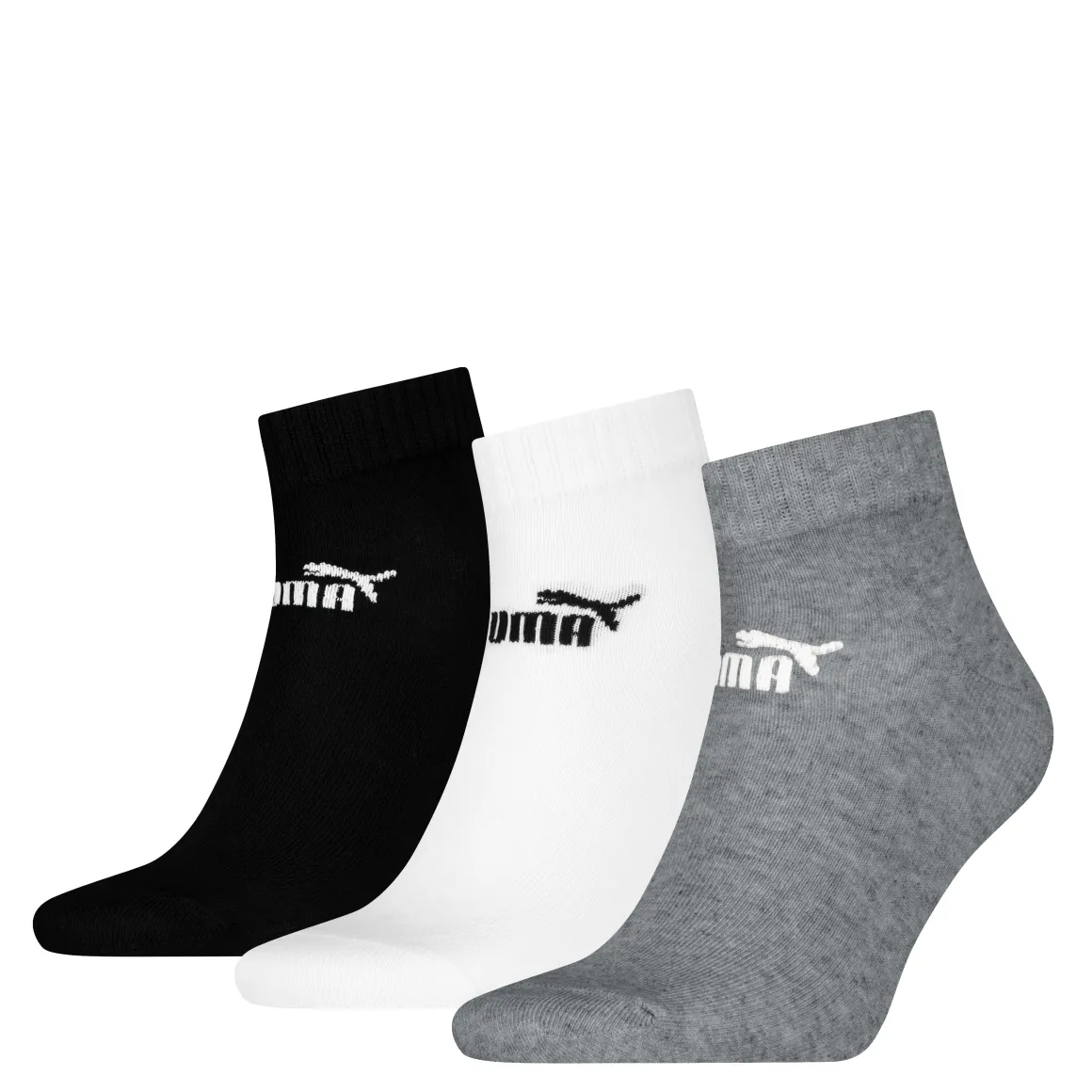 Calzini 3 paia corti Unisex grigio bianco e nero Puma