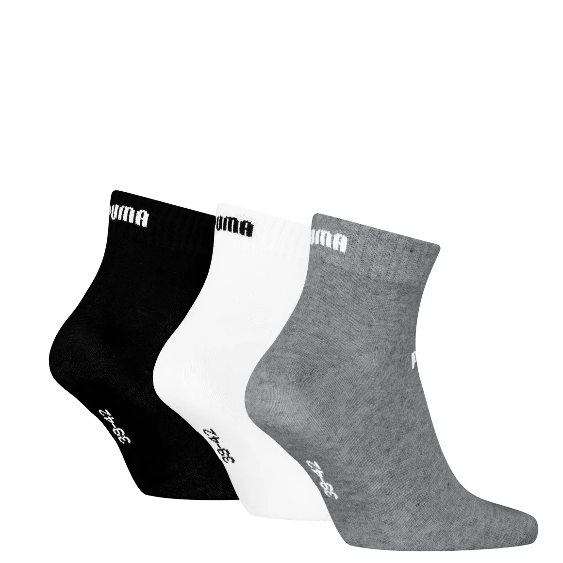 Calzini 3 paia corti Unisex grigio bianco e nero Puma