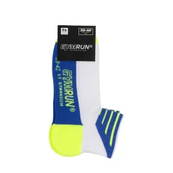 Calzini sportivi bassi da Uomo bianchi e blu con dettagli fluo GymRun