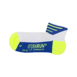 Calzini sportivi bassi da Uomo bianchi e blu con dettagli fluo GymRun