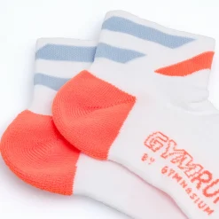 Calzini sportivi da Donna bianchi e arancione fluo taglio basso GymRun