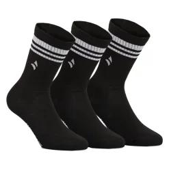 Calzini sportivi set 3 paia neri da Uomo con righe bianche Navigare