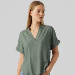 Camicetta verde militare da Donna con scollo a V Vero Moda