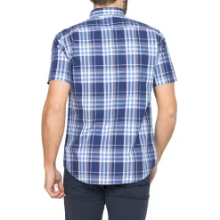 Camicia a maniche corte a quadretti da Uomo blu e bianca Carrera Jeans