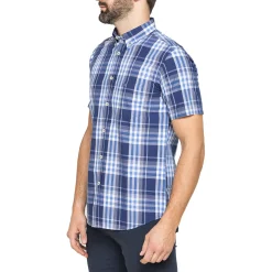 Camicia a maniche corte a quadretti da Uomo blu e bianca Carrera Jeans