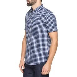 Camicia a maniche corte a quadretti blu e bianca da Uomo Carrera Jeans