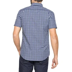 Camicia a maniche corte a quadretti blu e bianca da Uomo Carrera Jeans