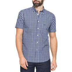 Camicia a maniche corte a quadretti blu e bianca da Uomo Carrera Jeans