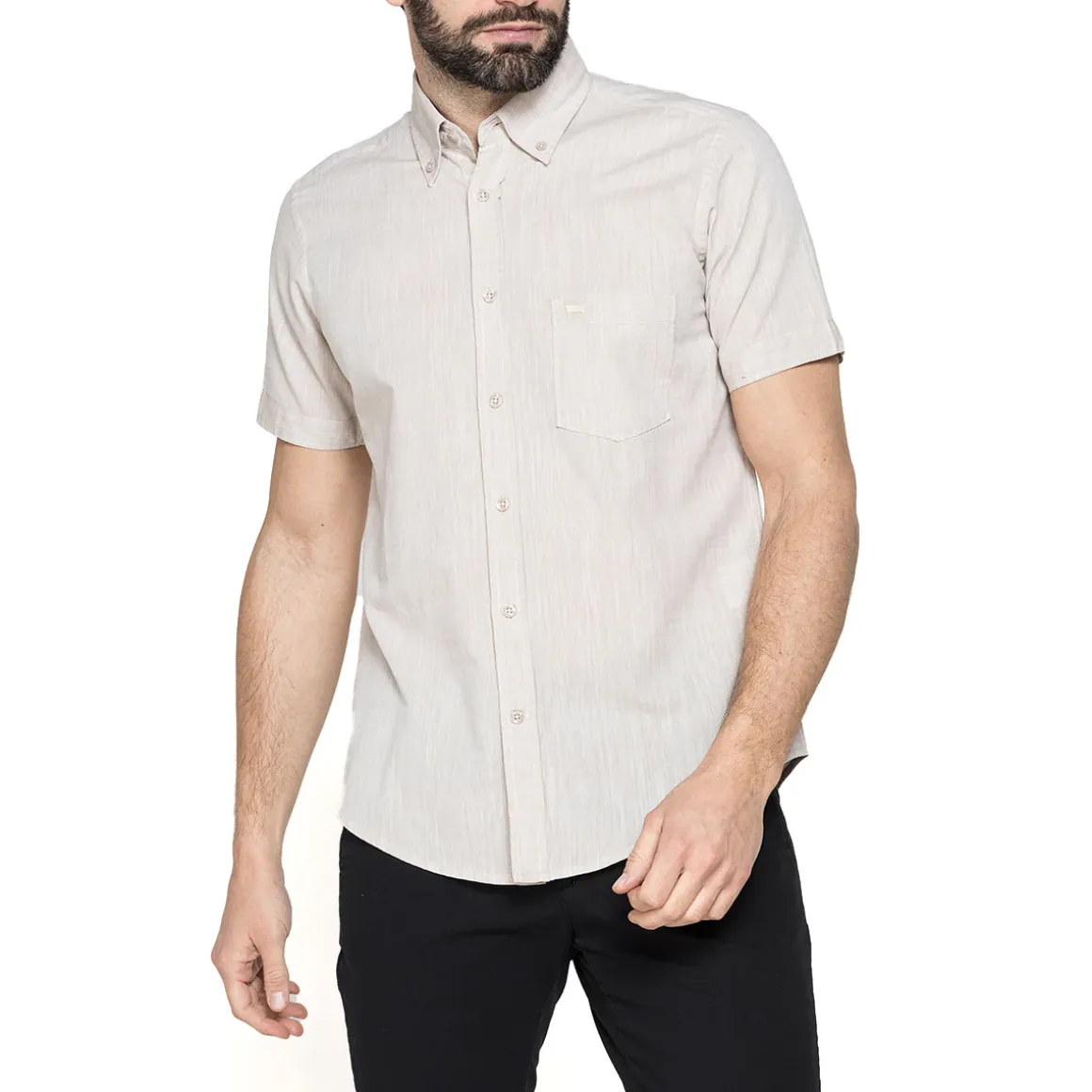 Camicia a maniche corte da Uomo beige con taschino Carrera Jeans