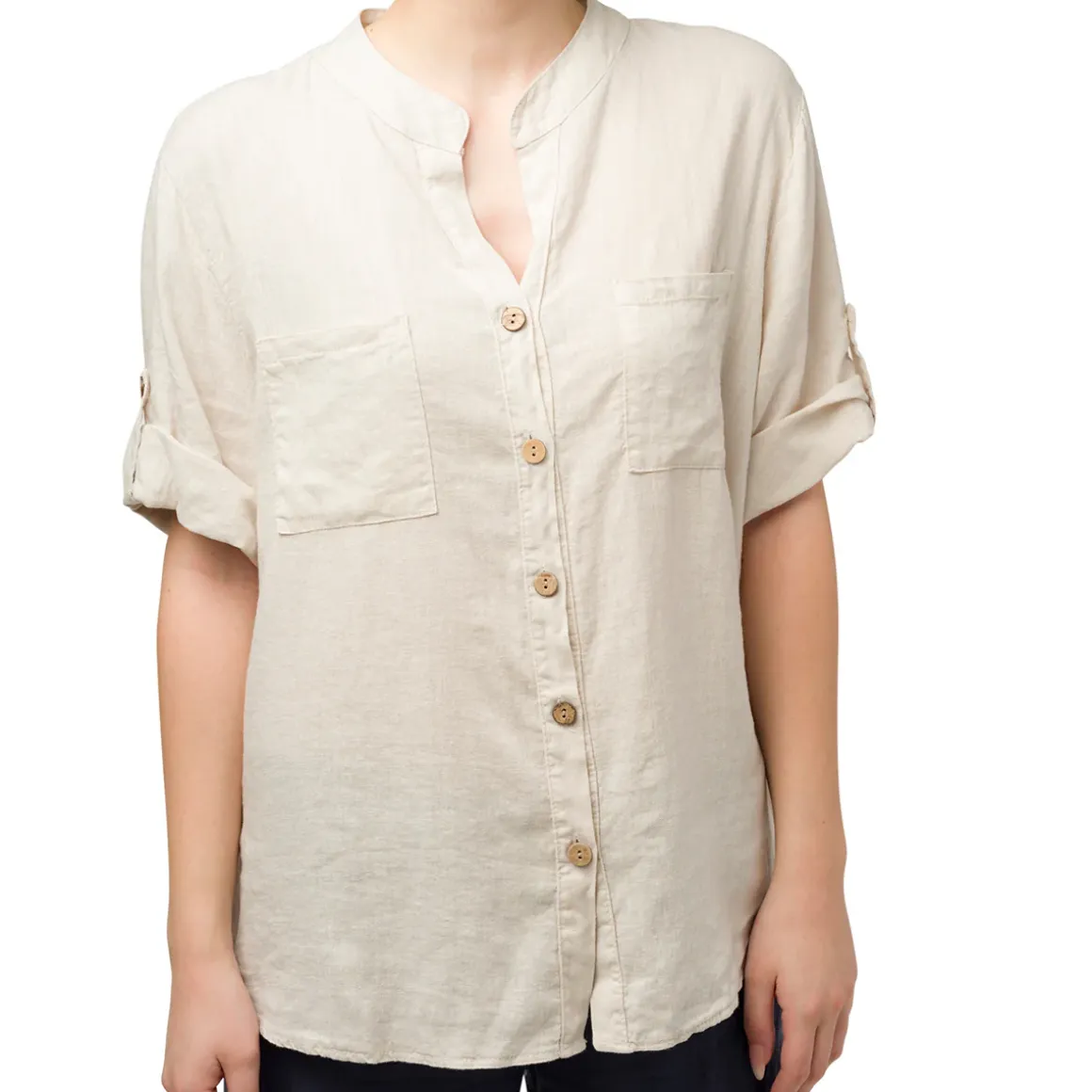 Camicia da donna misto lino beige Swish Jeans
