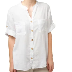 Camicia da donna misto lino bianca Swish Jeans