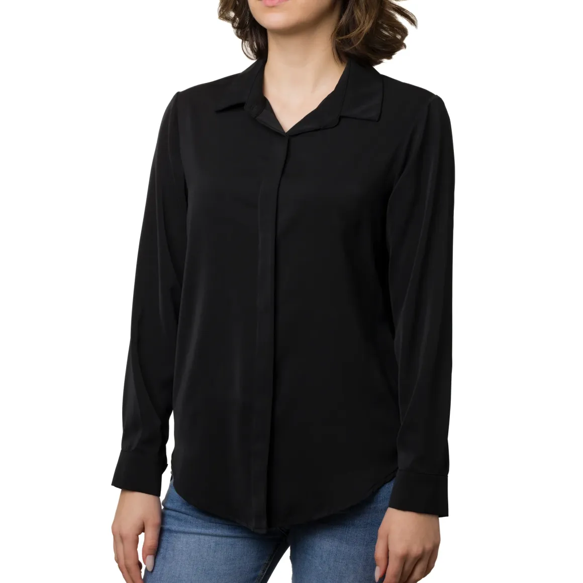 Camicia da donna nera in tessuto velato Swish Jeans