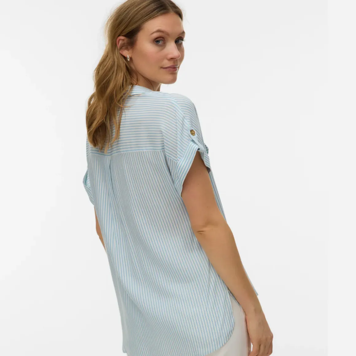 Camicia t-shirt da Donna a righe bianche e azzurre Vero Moda