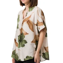 Camicia Verde da Donna con collo alla Coreana e fantasia floreale Swish Jeans