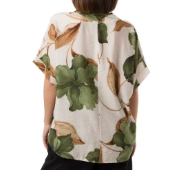 Camicia Verde da Donna con collo alla Coreana e fantasia floreale Swish Jeans