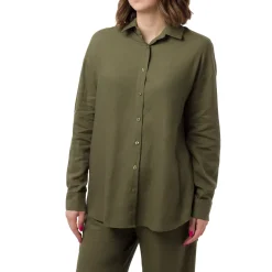Camicia Verde da Donna in Misto Lino a Manica Lunga Swish Jeans