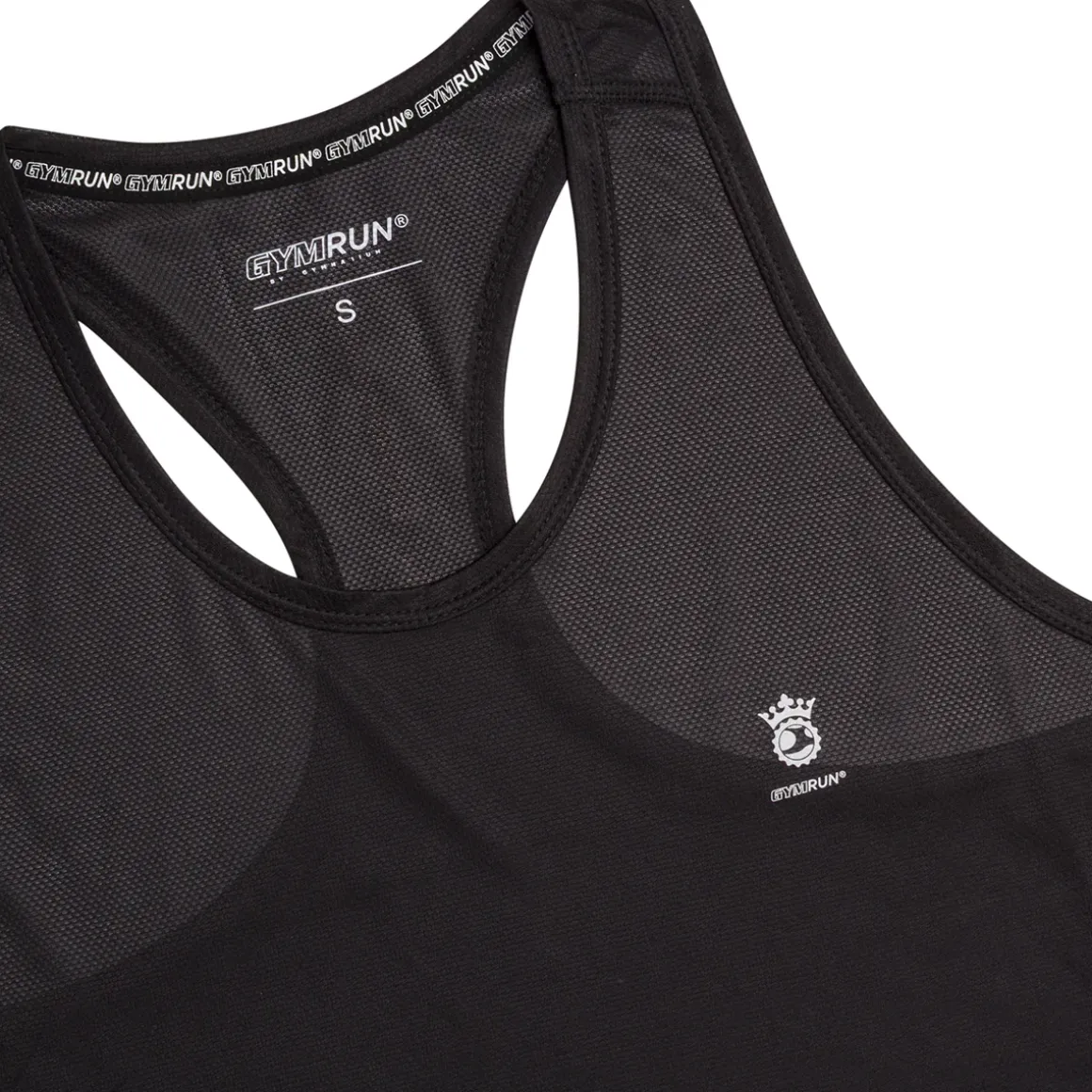 Canotta nera sportiva da donna con logo GymRun