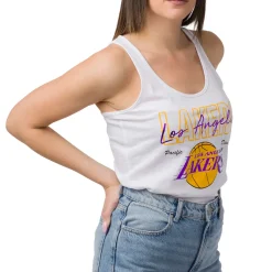 Canotta sportiva bianca da Donna in Cotone con stampa LA Lakers NBA