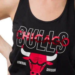 Canotta sportiva nera da Donna in Cotone con stampa Chicago Bulls NBA