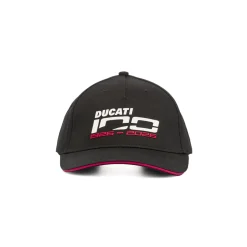 Cappellino Ducati 100 nero con visiera e dettaglio logo