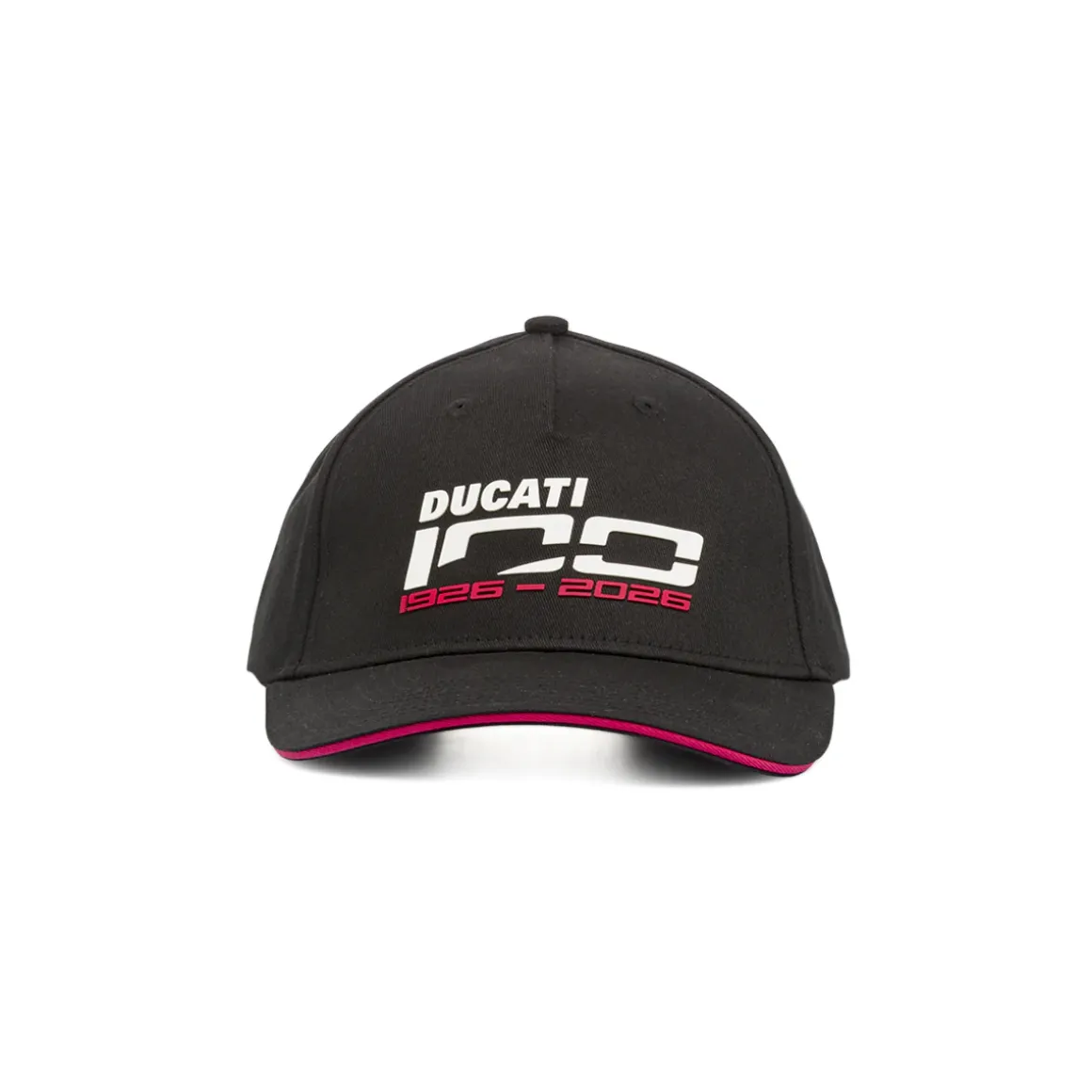 Cappellino Ducati 100 nero con visiera e dettaglio logo