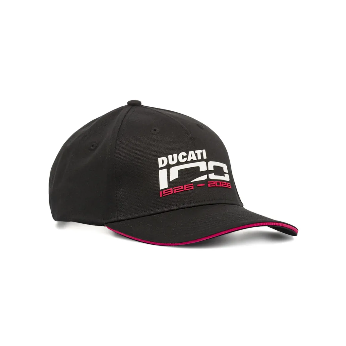 Cappellino Ducati 100 nero con visiera e dettaglio logo