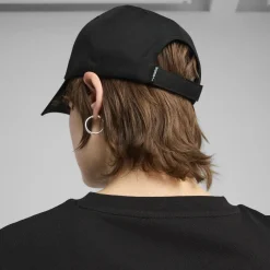 Cappellino nero con logo e chiusura con strappo Puma Ess Metal